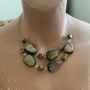 Brown Bead Necklace on Wire